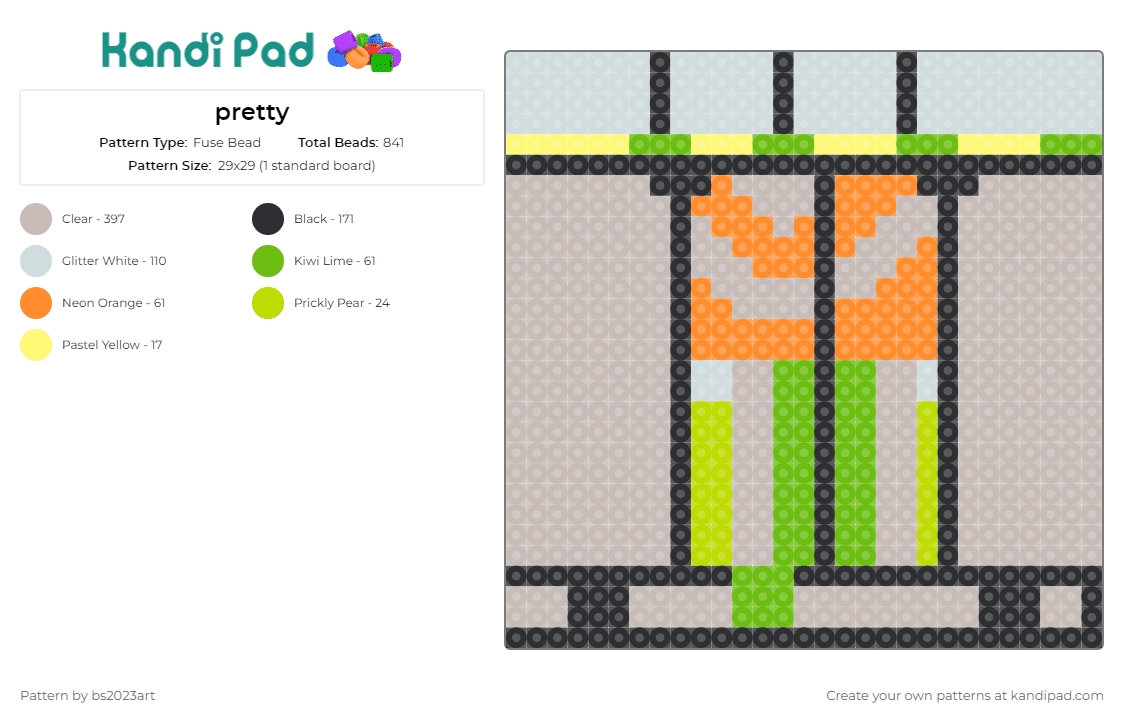 pretty - Fuse Bead Pattern by bs2023art on Kandi Pad - 
