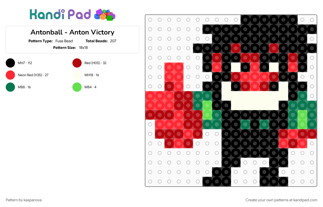 Antonball - Anton Victory - Fuse Bead Pattern by kaspanova on Kandi Pad - 