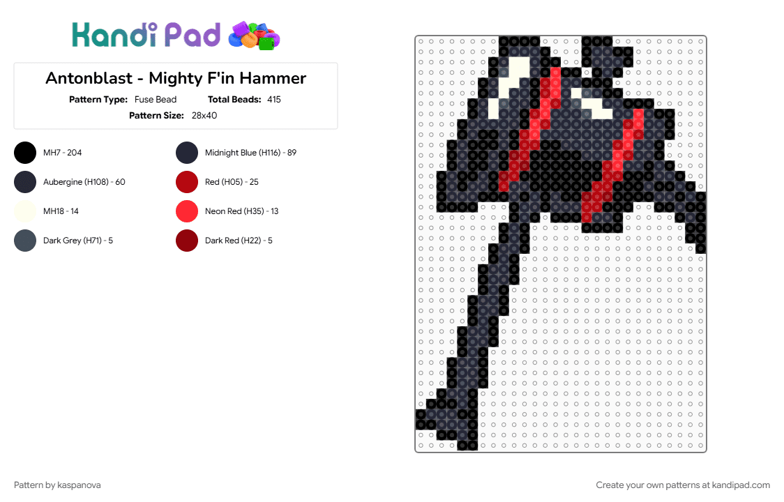 Antonblast - Mighty F\'in Hammer - Fuse Bead Pattern by kaspanova on Kandi Pad - 