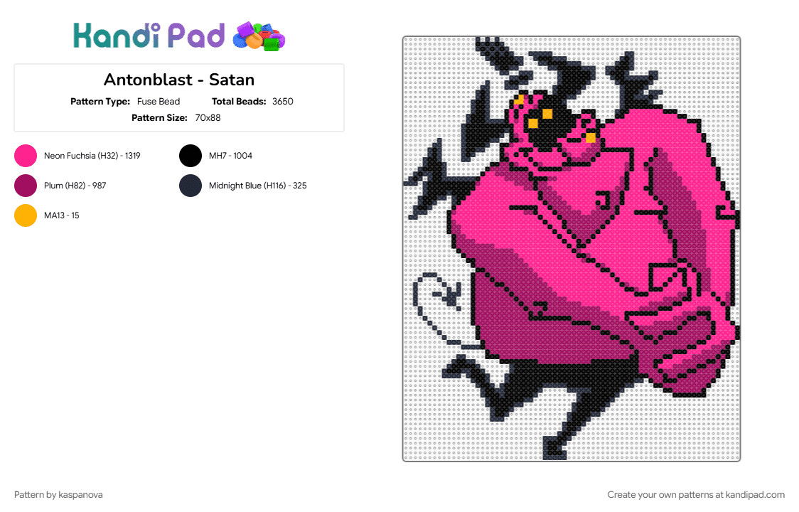 Antonblast - Satan - Fuse Bead Pattern by kaspanova on Kandi Pad - 