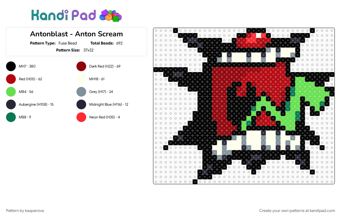 Antonblast - Anton Scream - Fuse Bead Pattern by kaspanova on Kandi Pad - antonblast