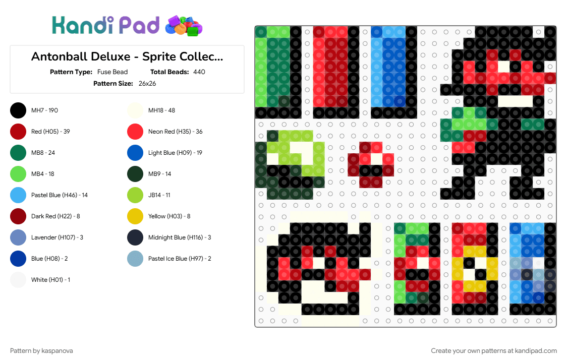 Antonball Deluxe - Sprite Collection 1 - Fuse Bead Pattern by kaspanova on Kandi Pad - anton, antonball, antonblast