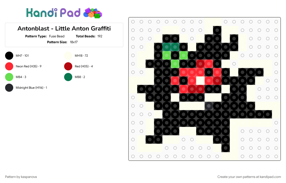Antonblast - Little Anton Graffiti - Fuse Bead Pattern by kaspanova on Kandi Pad - 