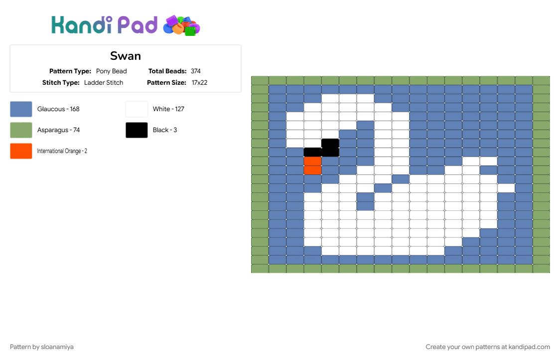 Swan - Pony Bead Pattern by sloanamiya on Kandi Pad - blue