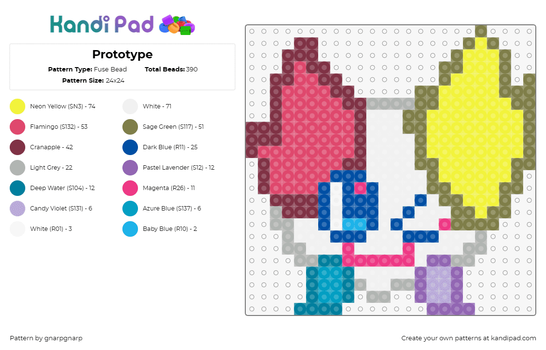 Prototype - Fuse Bead Pattern by gnarpgnarp on Kandi Pad - prototype,regretevator,roblox,character,colorful,white,red,yellow