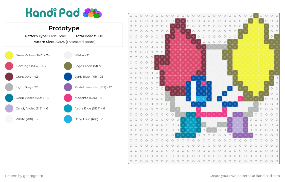 Prototype - Fuse Bead Pattern by gnarpgnarp on Kandi Pad - prototype,regretevator,roblox,character,colorful,white,red,yellow