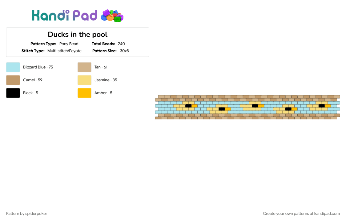 Ducks in the pool - Pony Bead Pattern by spiderpoker on Kandi Pad - beige, cotdpoolparty, ducks, light blue, pool