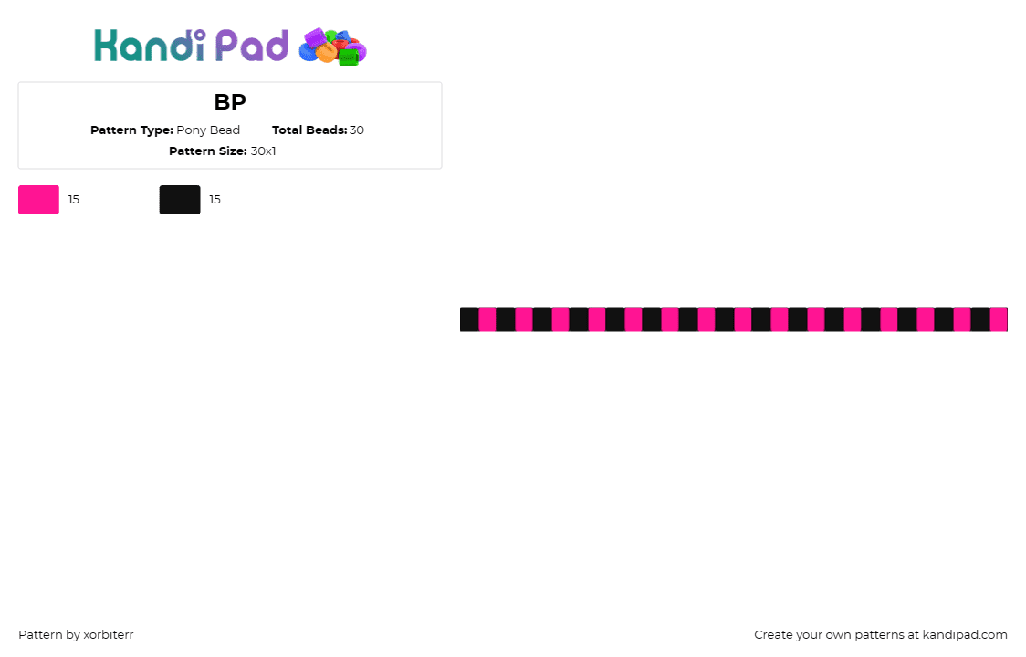 BP - Pony Bead Pattern by xorbiterr on Kandi Pad - emo,scene,stripes,single,bracelet,pink,black