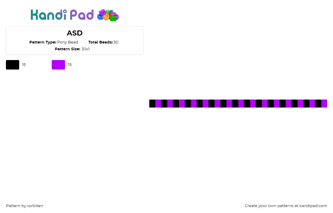 ASD - Pony Bead Pattern by xorbiterr on Kandi Pad - emo,scene,stripes,single,bracelet,purple,black