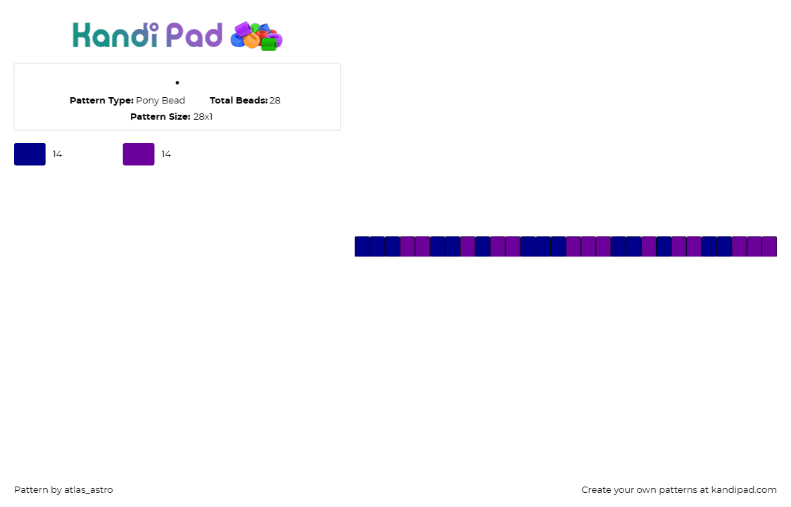 . - Pony Bead Pattern by atlas_astro on Kandi Pad - simple,single,dark,bracelet,purple