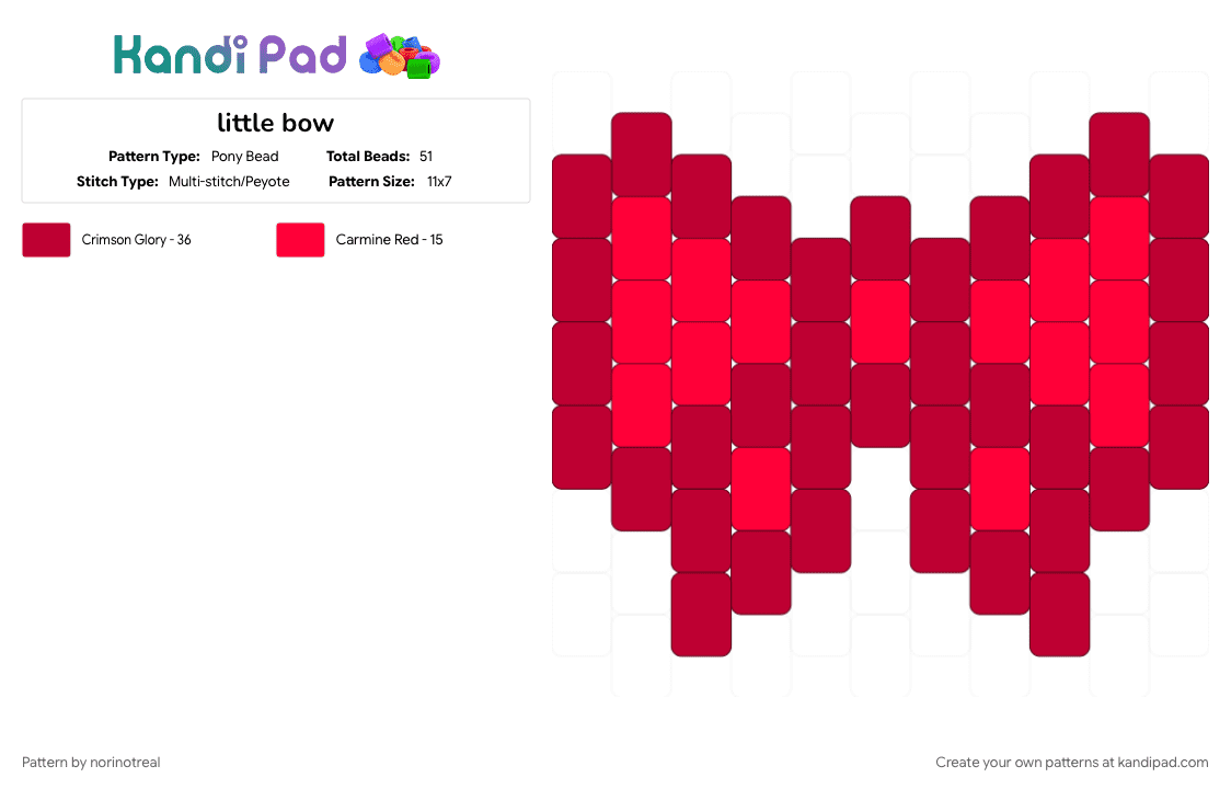 little bow - Pony Bead Pattern by norinotreal on Kandi Pad - bow, cute, hair bow, hair clip, hairbow, hairclip, red