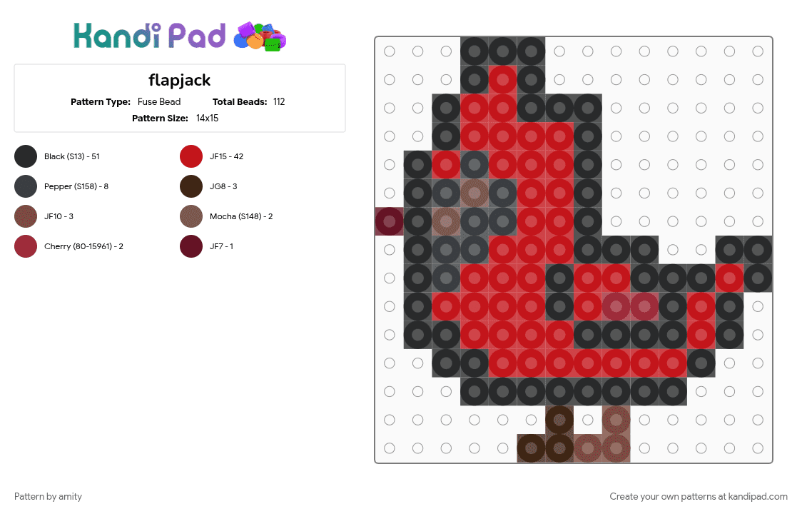 flapjack - Fuse Bead Pattern by amity on Kandi Pad - red