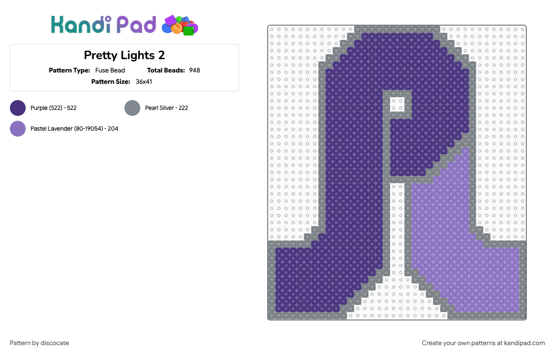 Pretty Lights 2 - Fuse Bead Pattern by discocate on Kandi Pad - purple