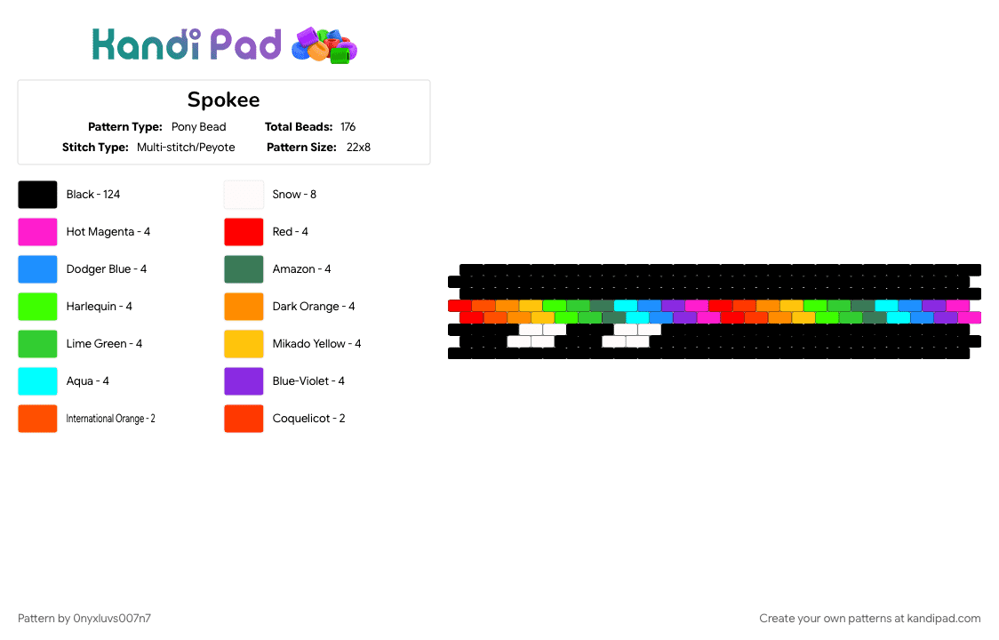 Spokee - Pony Bead Pattern by 0nyxluvs007n7 on Kandi Pad - black, colorful, light blue, orange