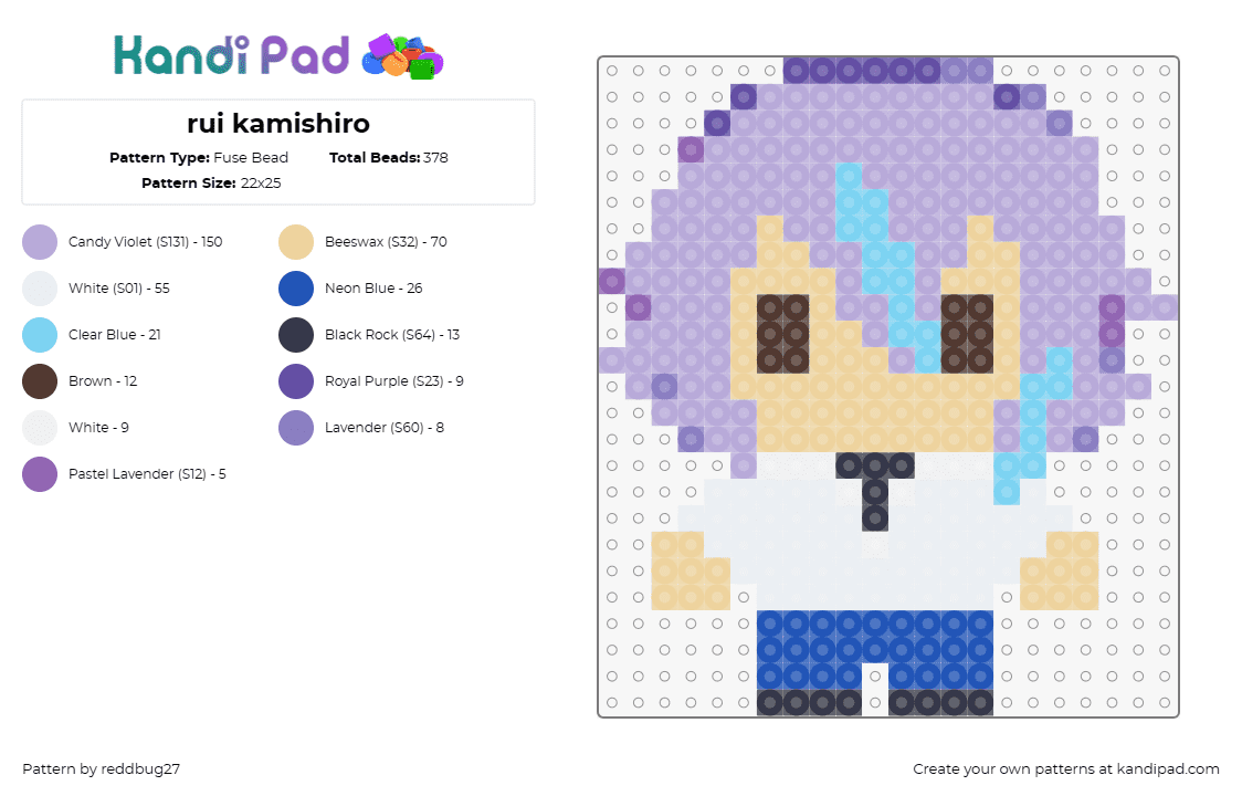 rui kamishiro - Fuse Bead Pattern by reddbug27 on Kandi Pad - kamishiro rui,vocaloid,project sekai,music,chibi,white,purple