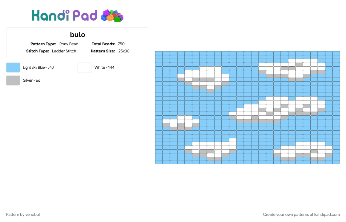 bulo - Pony Bead Pattern by venobul on Kandi Pad - light blue