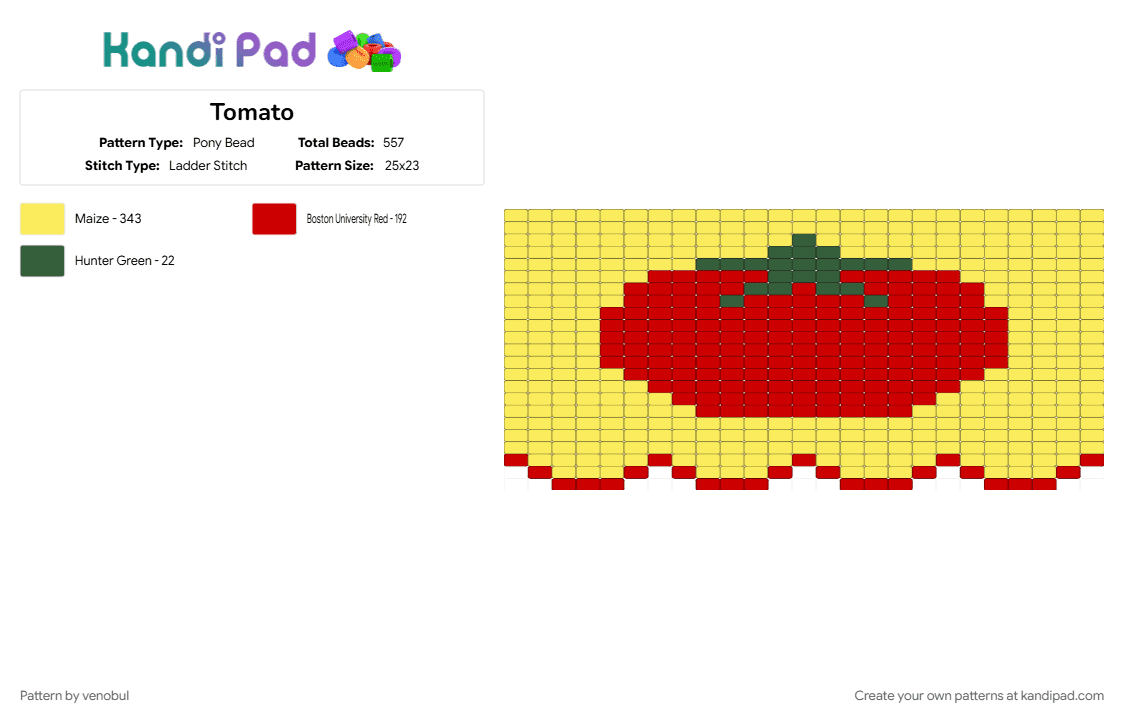 Tomato - Pony Bead Pattern by venobul on Kandi Pad - red, yellow