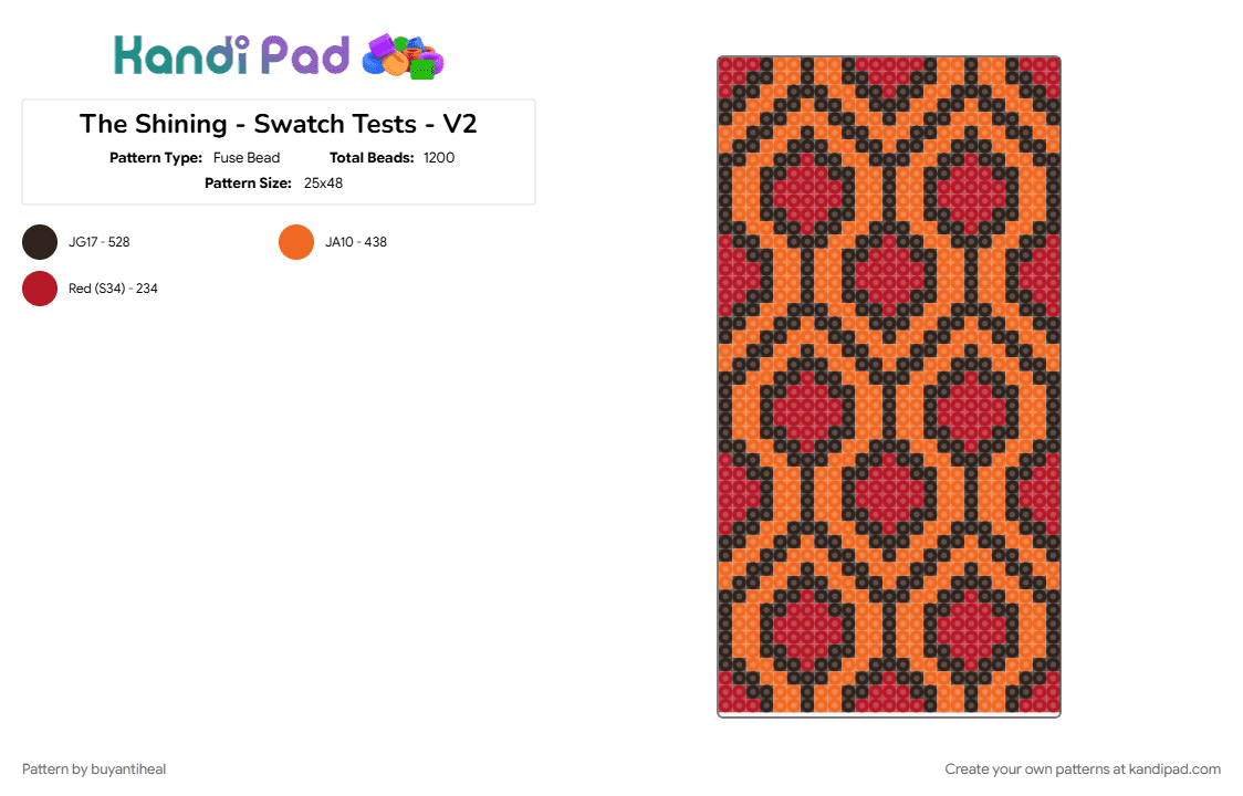 The Shining  (Tapestry Panel) - Fuse Bead Pattern by buyantiheal on Kandi Pad - geometric, horror, pattern, stephen king, tapestry, the shining