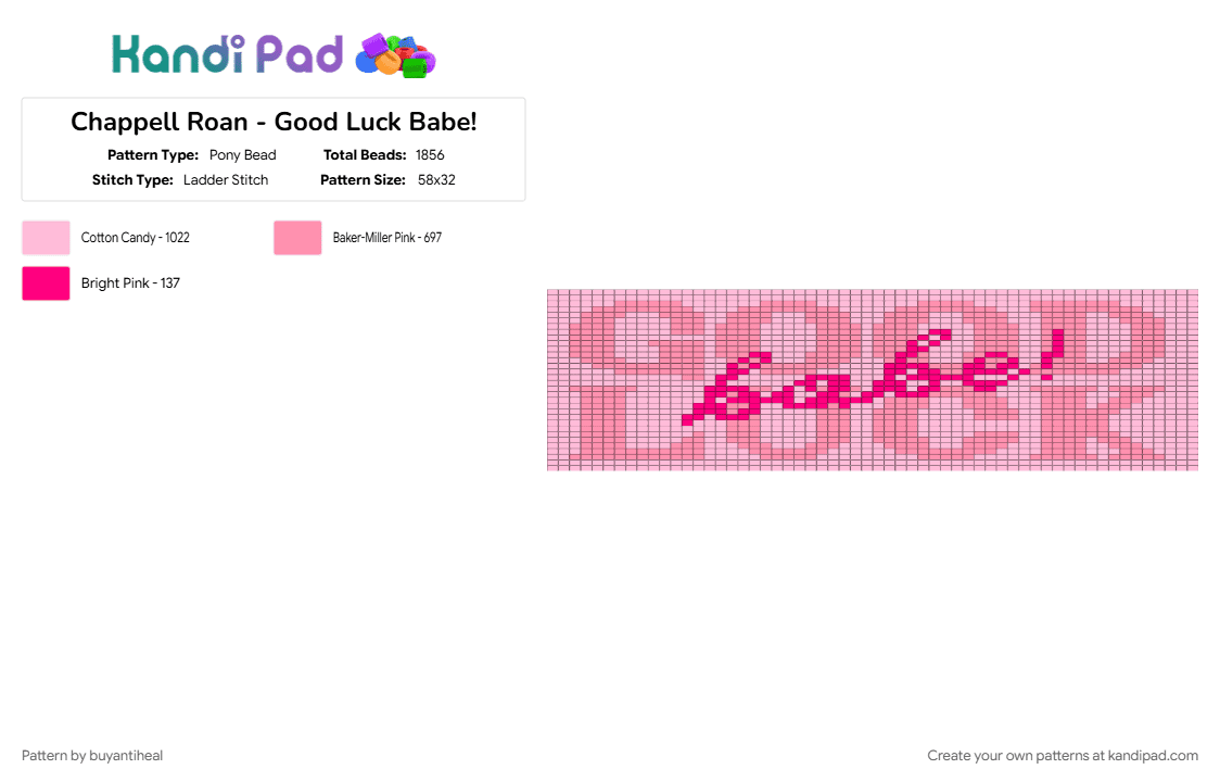 Chappell Roan - Good Luck Babe! - Pony Bead Pattern by buyantiheal on Kandi Pad - pink