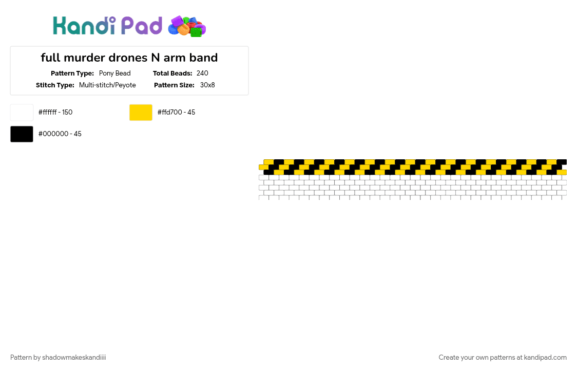 full murder drones N arm band - Pony Bead Pattern by shadowmakeskandiiii on Kandi Pad - white