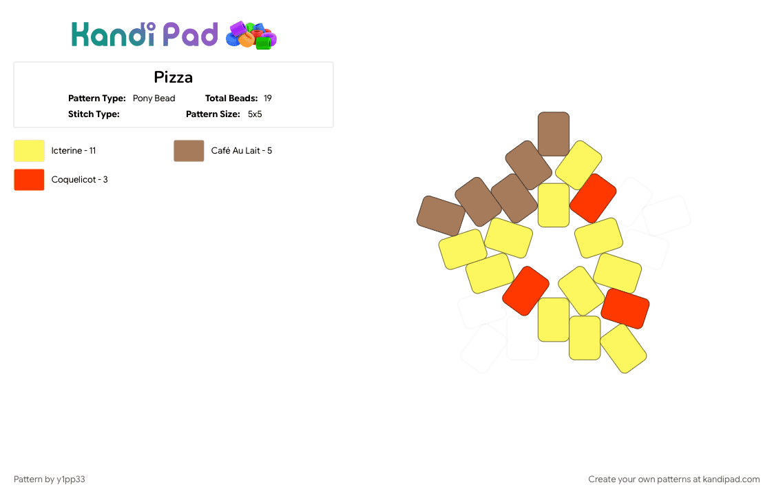 Pizza - Pony Bead Pattern by y1pp33 on Kandi Pad - yellow