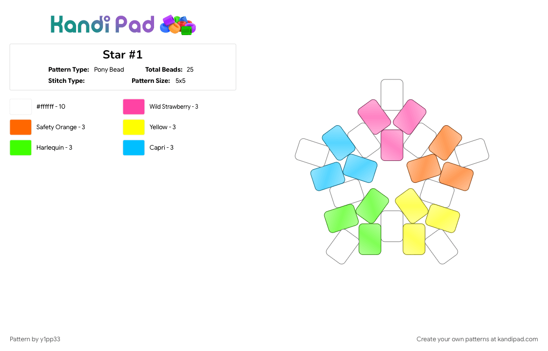 Star #1 - Pony Bead Pattern by y1pp33 on Kandi Pad - colorful, green, orange