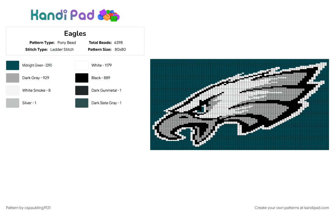 Eagles - Pony Bead Pattern by cspaulding1921 on Kandi Pad - blue