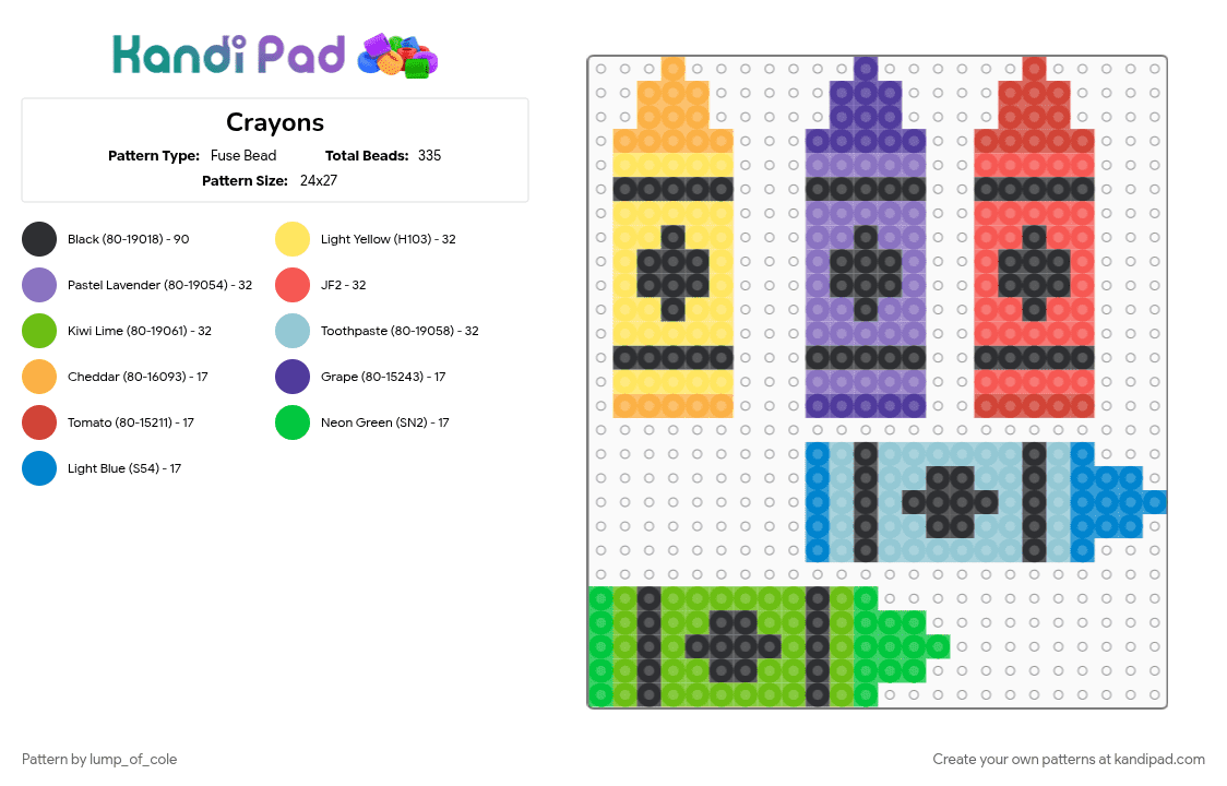 Crayons - Fuse Bead Pattern by lump_of_cole on Kandi Pad - blue, colorful, crayon, green, keychain, perler bead
