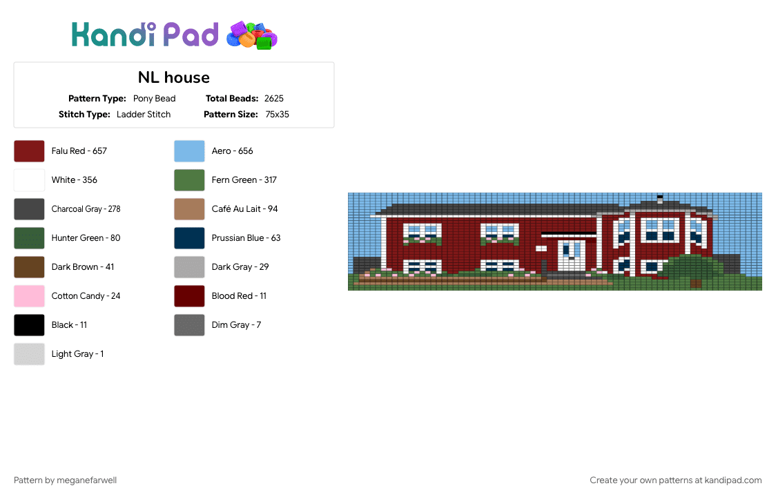NL house - Pony Bead Pattern by meganefarwell on Kandi Pad - brown, green, light blue