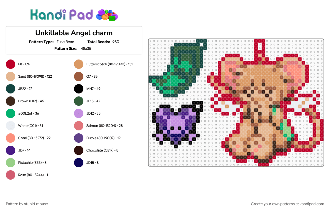 Unkillable Angel charm - Fuse Bead Pattern by stupid-mouse on Kandi Pad - ada rook, metalcore, music