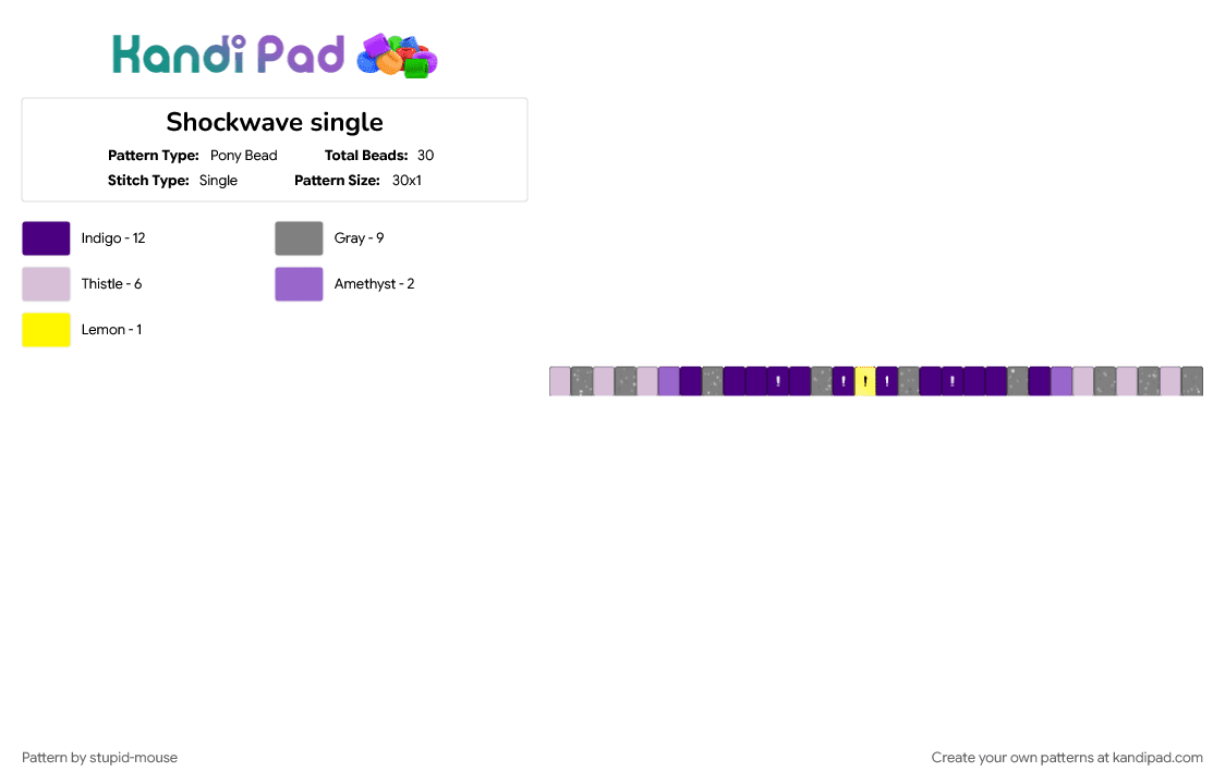 Shockwave character single - Pony Bead Pattern by stupid-mouse on Kandi Pad - gray, purple, shockwave, transformers
