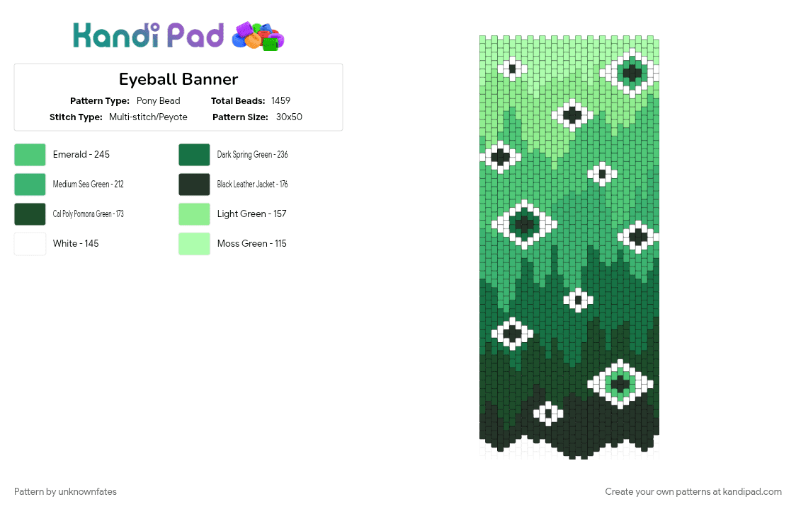 Eyeball Banner - Pony Bead Pattern by unknownfates on Kandi Pad - eyes, green, teal