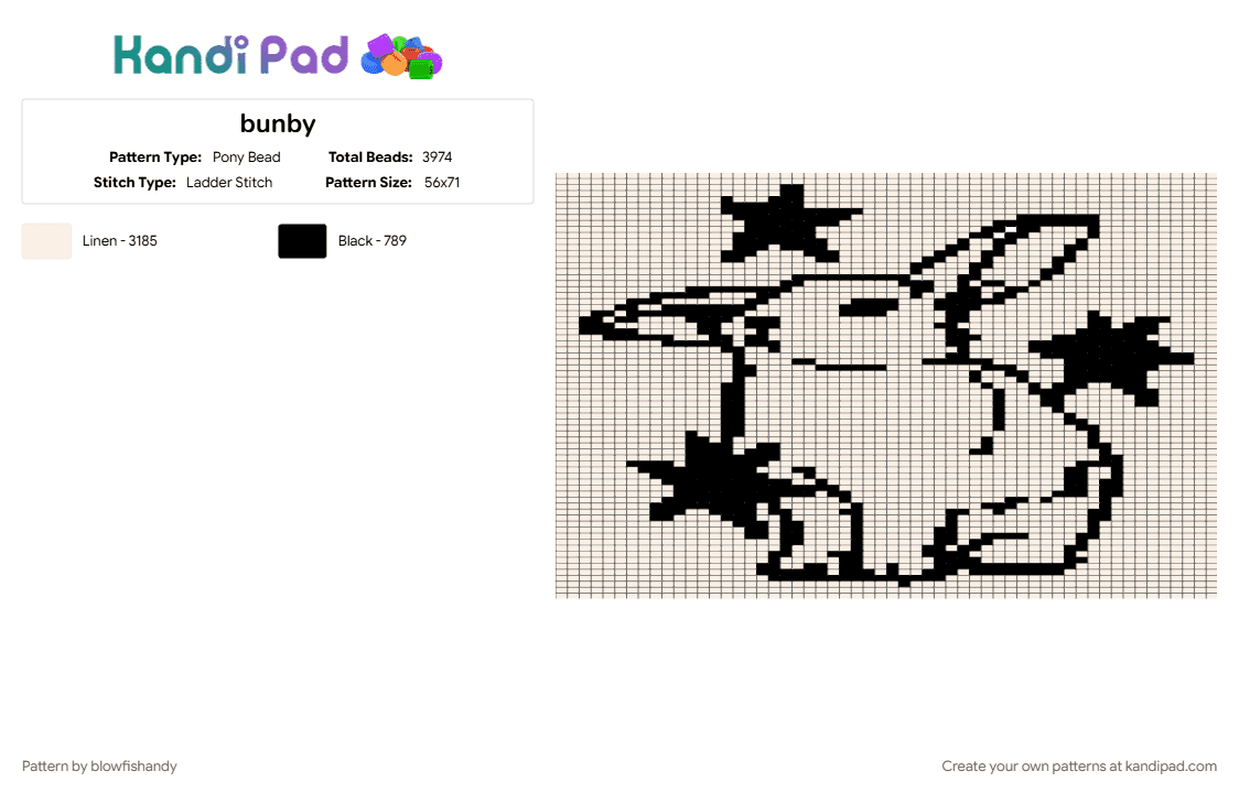 bunby - Pony Bead Pattern by blowfishandy on Kandi Pad - white