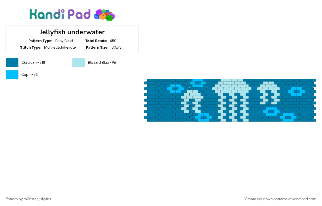 Jellyfish underwater - Pony Bead Pattern by m0nster_isiyuku on Kandi Pad - blue, fun, jellyfish, light blue, underwater, underwater scene