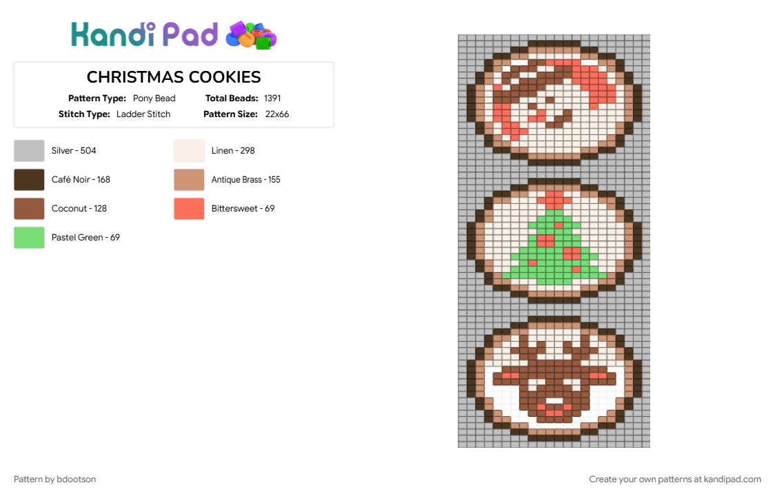 CHRISTMAS COOKIES - Pony Bead Pattern by bdootson on Kandi Pad - beige