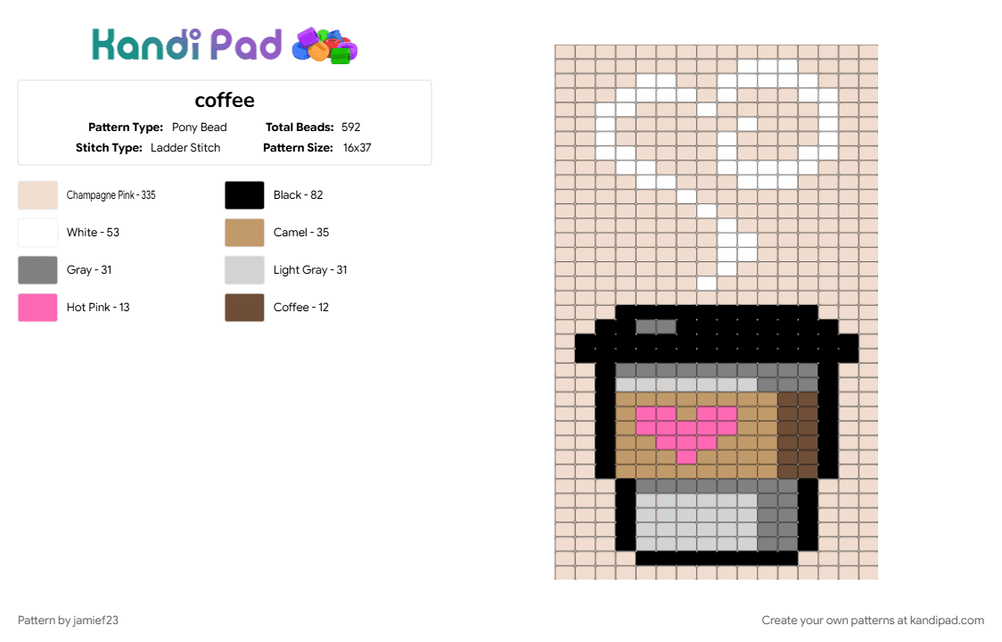 coffee - Pony Bead Pattern by jamief23 on Kandi Pad - beige