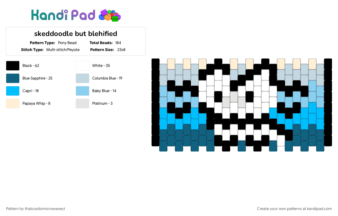 skeddoodle but blehified - Pony Bead Pattern by thatcooliomicrowaveyt on Kandi Pad - blue, cat, cats, cute, light blue
