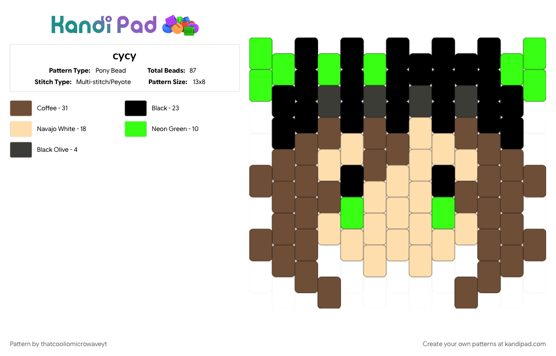 cycy - Pony Bead Pattern by thatcooliomicrowaveyt on Kandi Pad - brown, character, cute, monster, oc, scene