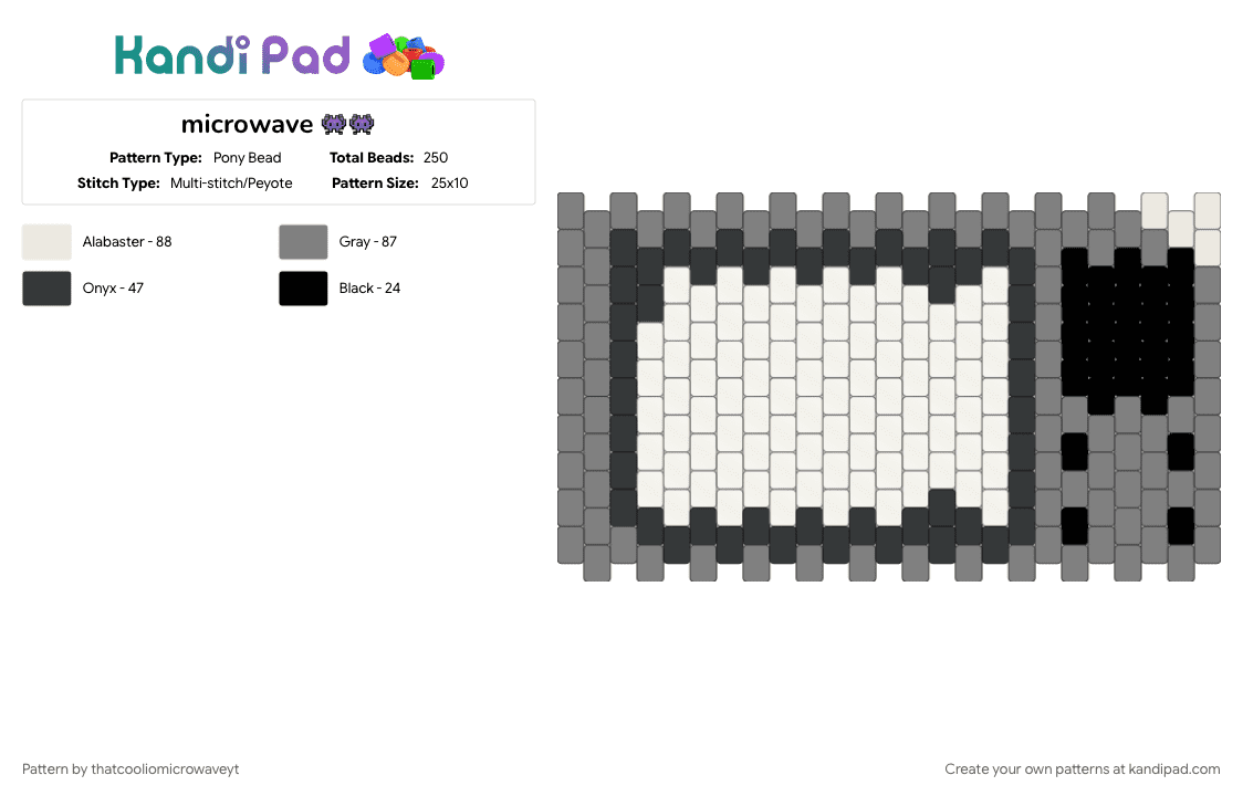 microwave 👾👾 - Pony Bead Pattern by thatcooliomicrowaveyt on Kandi Pad - bag panel, gray, microwave, white
