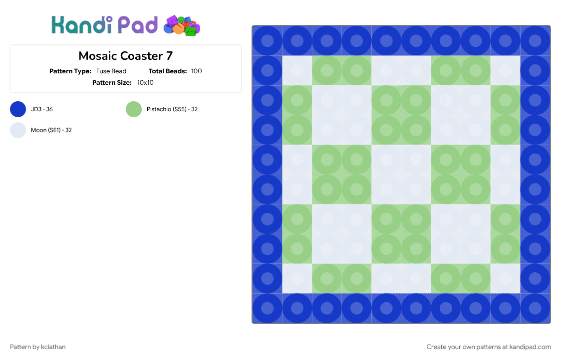 Mosaic Coaster 7 - Fuse Bead Pattern by kclathan on Kandi Pad - purple, teal