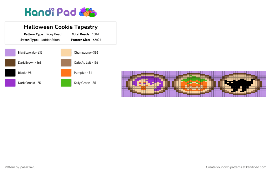 Halloween Cookie Tapestry - Pony Bead Pattern by jcasazza95 on Kandi Pad - beige, pink