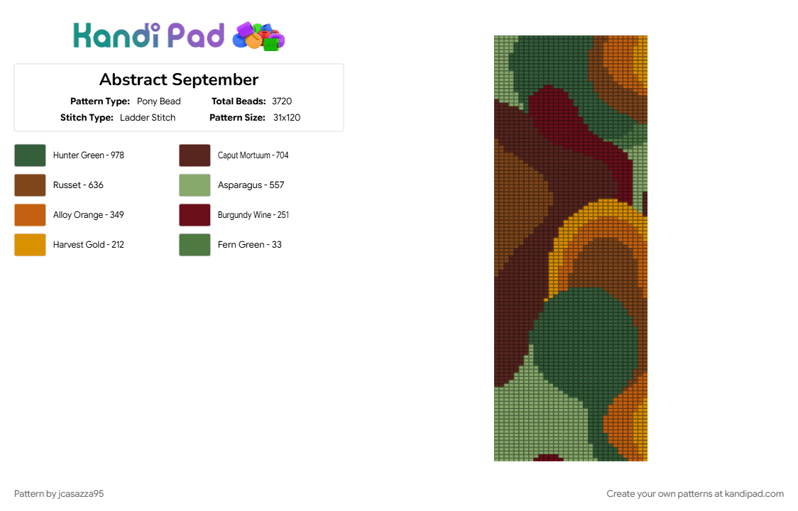 Abstract September - Pony Bead Pattern by jcasazza95 on Kandi Pad - brown, gray
