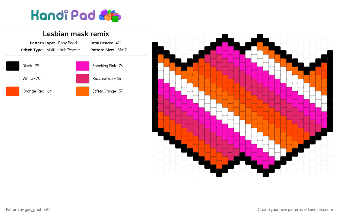 Lesbian mask remix - Pony Bead Pattern by gay_goober67 on Kandi Pad - pink