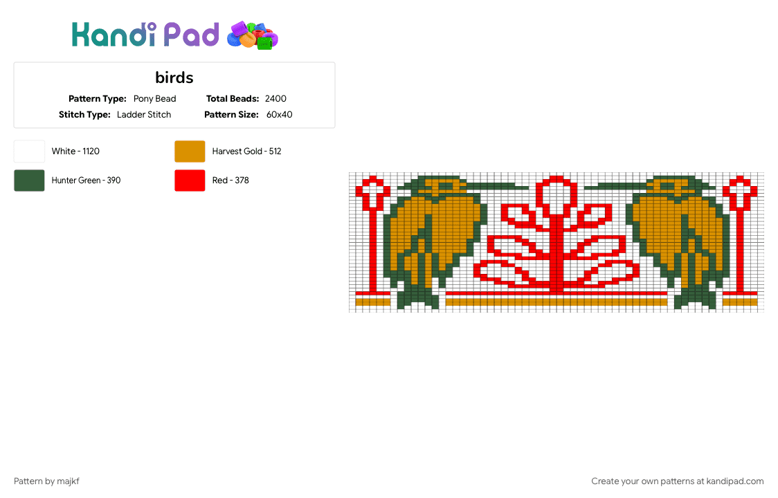birds - Pony Bead Pattern by majkf on Kandi Pad - orange
