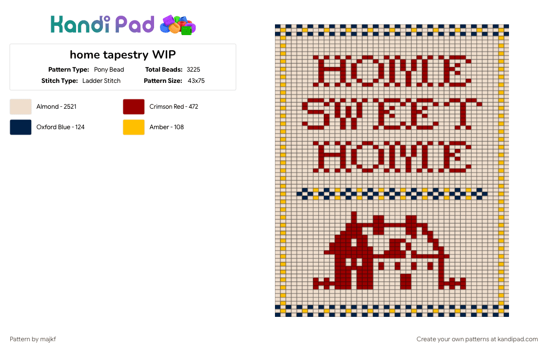 home tapestry WIP - Pony Bead Pattern by majkf on Kandi Pad - beige