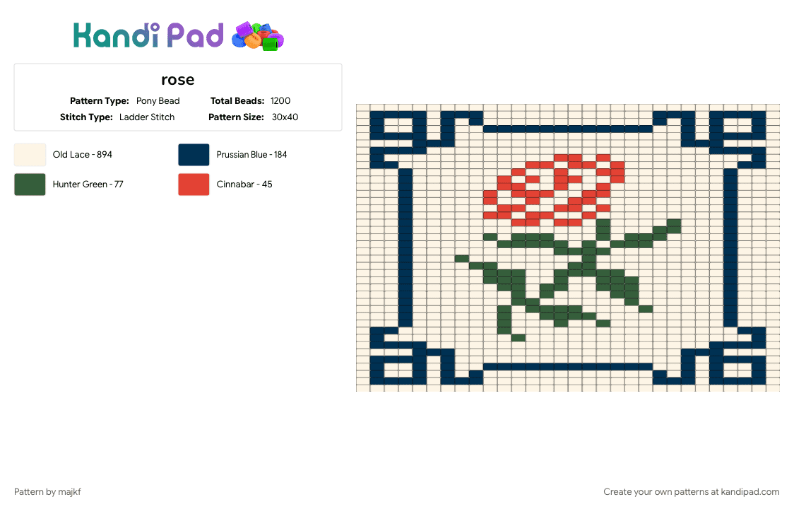 rose - Pony Bead Pattern by majkf on Kandi Pad - blue, white