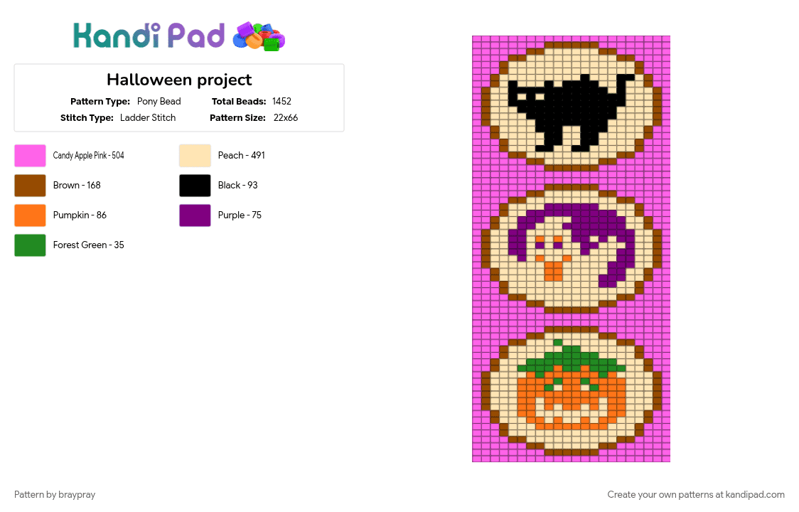 Halloween project - Pony Bead Pattern by braypray on Kandi Pad - beige, pink