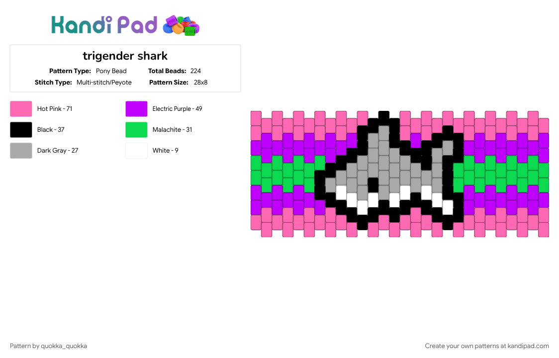 trigender shark - Pony Bead Pattern by quokka_quokka on Kandi Pad - pride, shark, trigender