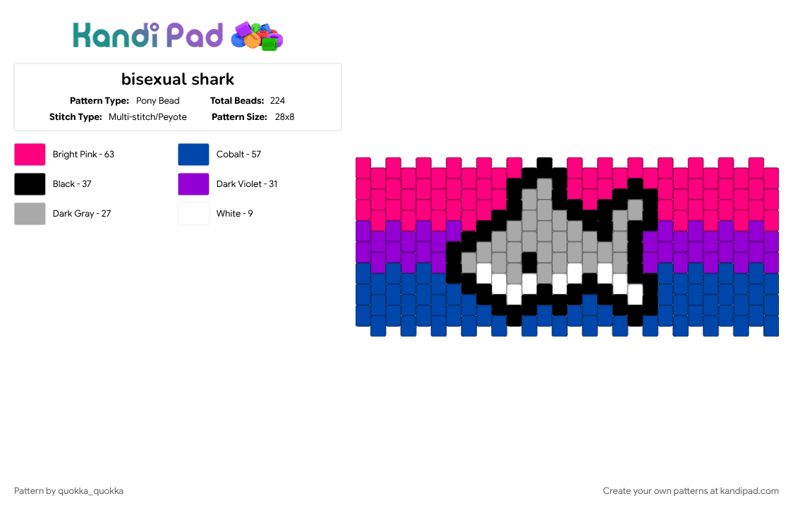 bisexual shark - Pony Bead Pattern by quokka_quokka on Kandi Pad - 