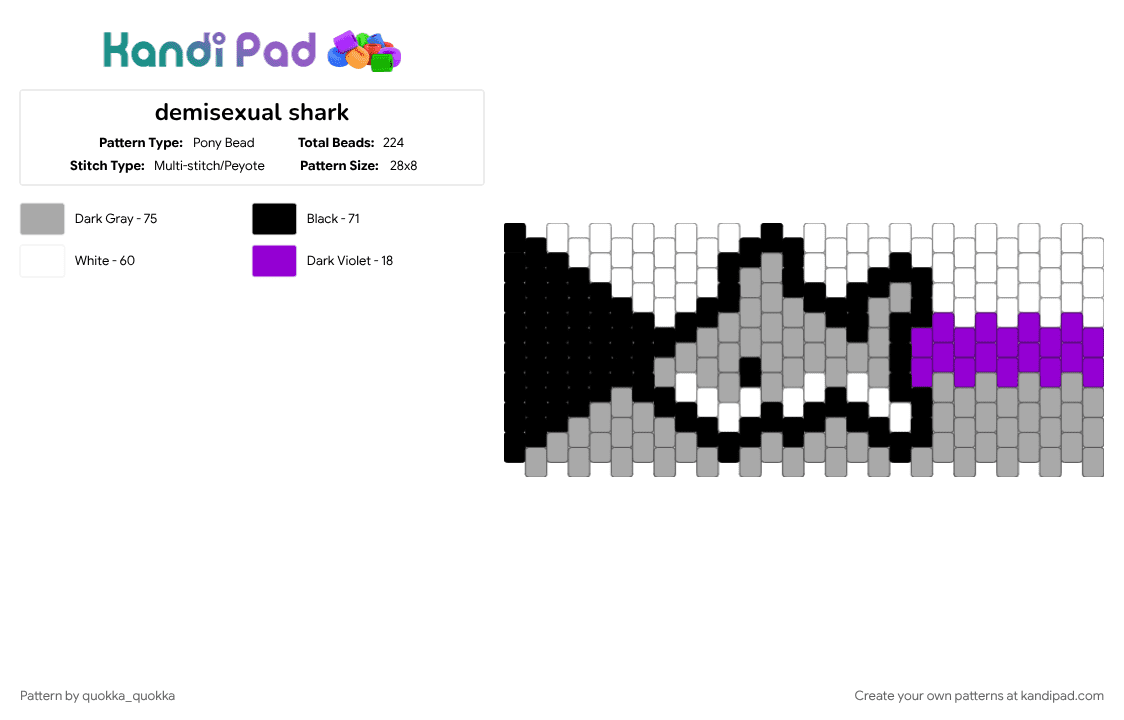 demisexual shark - Pony Bead Pattern by quokka_quokka on Kandi Pad - beige, demisexual, pride, shark